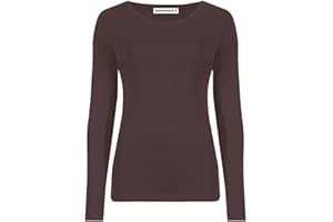 janisramone Womens Ladies Round Neck Long Sleeve T-Shirt Stretchy Plain Fitted Basic Jersey Casual Tee Top