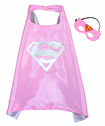 Supergirl Pink Superwoman Cape und Maske - Superhelden-Kostüme für Kinder - Kostüm für Kinder von 3 bis 10 Jahre - für Superheld Mottopartys! Spielsachen für Mädchen - King Mungo - KMSC018