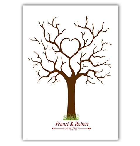 Wedding tree, Leinwand Herzbaum 003, Fingerabdruckbaum, Partyspiel, Ehebaum, Stempelbaum, Hochzeit