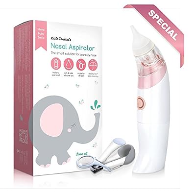 Little Martin's Drawer Aspirateur Nasal pour Bébé par Little Martin – Aspirateur de Morve Sûr, Rapide et Hygiénique pour Nouveau-Né et Tout-Petits - Comprend un Nettoyeur de Nez à Piles Et en bonus un Coupe-Ongle avec Loupe Gratuit (Rose)