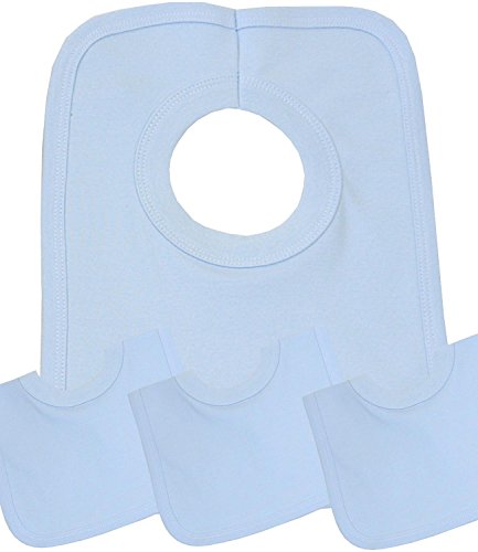 BabyPrem Baby Bibs Pack of 4 Popover Cotton Feeding Weaning Dribble SKY BLUE