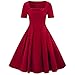 Produktbild Luckycat Damen Plus Größe Kurzarm Vintage Dress Feste Bogen Retro Flare Dress Abendkleider Cocktailkleid Partykleider Blusenkleid Mode 2018