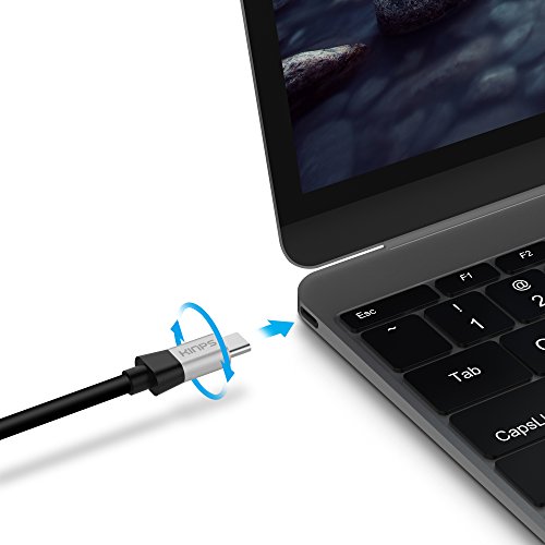 Tipo C Cable  Kinps 2m Cable cargador y de datos USB de tipo C 3 1 con conector reversible para el nuevo Apple MacBook 12    ChromeBook Pixel  Nexus 5X  Nexus 6P  OnePlus 2  Nokia N1 Tablet  LG G5  Xiaomi 4C  Nintendo Switch 2017 y otros dispositivos que soporten USB C   Negro 