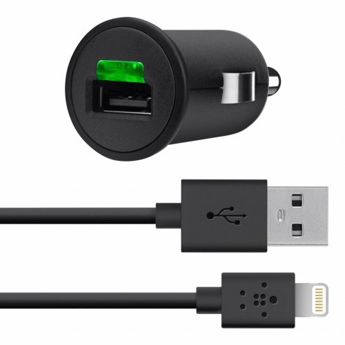 Belkin Micro KfZ-Ladegerät (2100mA, inkl. 1,2m Lade/Sync-Lightning-Kabel, geeignet für iPhone 5/5s/5c)