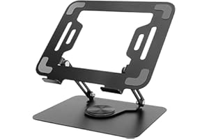 Kitbox Soporte Portátiles con Base Giratoria de 360 Grados, Soporte Ergonómico para Portátiles, Soporte para Elevador de Ordenadores Compatible con Portátiles de Entre 10-17" (Negro)