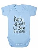 Party My Crib 2am Bring A Bottle Baby Boy Girl Unisex Short Sleeve Bodysuit (Sky Blue, 3-6m)