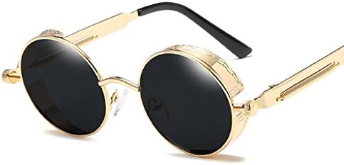 Round Metal Sunglasses Gothic Steampunk Men Women Glasses Retro Vintage Sunglasses UV400 HUANXIN