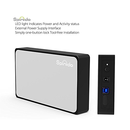 UASP Mode Festplattengehäuse, Spinido® USB 3.0 & 2.0 Aluminium Externes Festplatten Gehäuse Optimiert für 3.5″ SATA III HDD mit USB 3.0 Kabel, Tool-free ( werkzeuglose Installation ) Kompatibel mit Windows 98SE / ME / 2000 / XP /Vista / 7 / 8, Mac OS 9.0 usw. ( Silber ) - 2