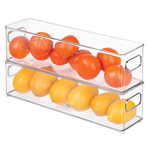 InterDesign - Recipientes organizadores para Almacenamiento en refrigerador y frízer, Cocina (Paquete de 2 10,16 x 10,16 x 36,83 cm), Claro