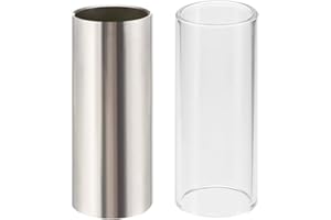 DZXIN Guitar Slide, 2 Stück Gitarre Slide Set Glas Slide und Edelstahl Slide Gitarren Zubehör in Box für Gitarre, Bass