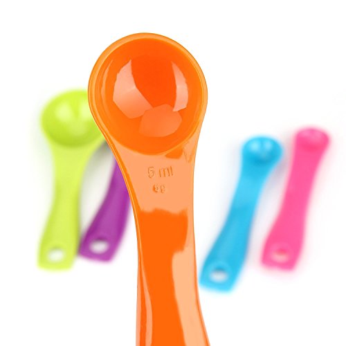 ISUDA 5er Set Bunte Messlöffel, Mischfarbe Messbecher Maßlöffel für Küche Kochen Backen - 3