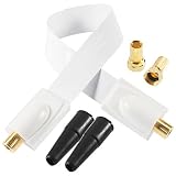 cable coaxial plano para ventana Suministros: 1x cables pasaventanas Poppstar SAT. Incluye 2x enchufes F (dorados) + 2x forros de goma (longitud general apróx. 32 cm)