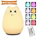 Produktbild LED Nachtlicht Kinder, Elfeland süße Katze Nachttischlampe mit der Fernbedienung USB Dimmbare Touch Lampe aus Silikon mit 12 Farbwechsel für Kinder Babys Geburtstag Kinderzimmer Geschenk Susu