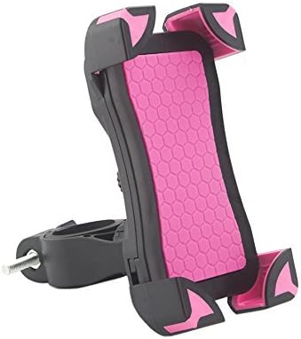 Universal Bike Motorcycle Phone Mount Holder Support Like Eagle Talon 360°Rotation Anti-Slip Stand For iPhone Samsung Galaxy HTC Nokia And GPS Device Up to 7 inch (Pink)
