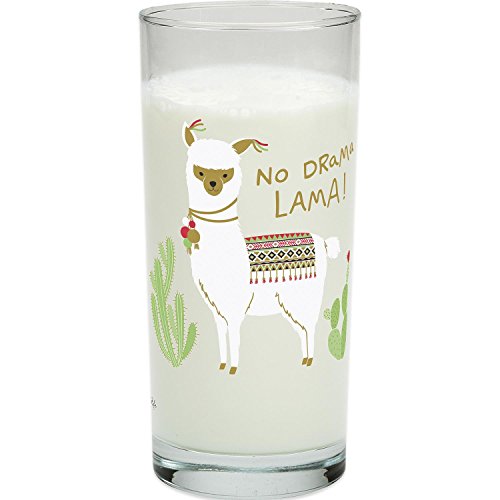 Die Geschenkwelt 45546 Trink-Glas mit Happy Life Lama Tier-Motiv, mit Spruch No Drama Lama, Wasser-Glas, 50 cm