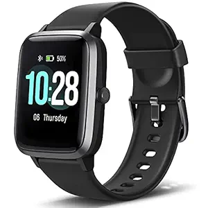 NIERU ID205L Smart Watch Full Touch Control with LCD Display, Heart Rate Monitor, Sleep & Step Tracker, Call & Message Alerts & Long Battery Life (Jet Black)