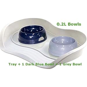 Cat Dog 1grau + 1dunkelblau 0,2l + Schacht 3Farben Lebensmittel Wasser Schüssel Füttern Kätzchen Bone Pet Animal
