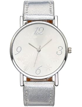 JSDDE Uhren,Fashion Damen Armbanduhr Schöne Schneeflocken Analog Quarz Uhr Silber PU Lederband Quarzuhr