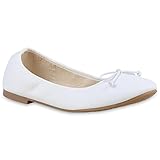  Stiefelparadies Klassische Lack Ballerinas Damen Flats Velours Metallic Ballerina Schleifen Glitzer Damen Schuhe 131998 Weiss Schleife Avion 38 Flandell