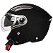 Produktbild Mach1 Jethelm Jet Helm Motorradhel mit Integrierter Sonnenblende und kurzem Visier ECE R 22.05 Größe XS bis XXL (Schwarz-matt - Größe 57-58cm (M))