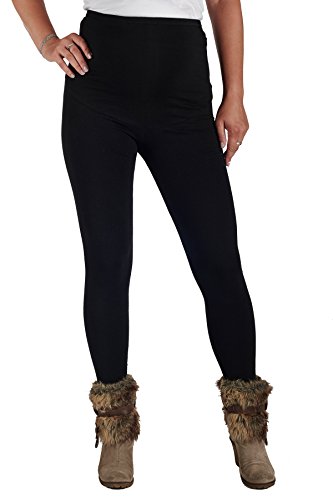 STANDARD or WINTER FULL LENGTH CROPPED SHORT MATERNITY LEGGINGS OVER BUMP 95%Cotton WIDE RANGE OF COLOURS (Small, Winter Thick Black)