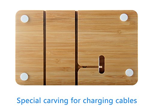 Supporto Apple Watch, IPUTY Bamboo Wood Supporto dock per Apple Watch Series (38mm e 42mm), 5-Slot Staccabile Universal Cradle Station Organizer per iPhone, iPad, Tablet o altri Smartphone