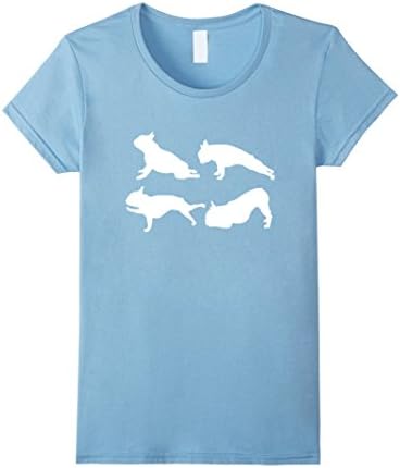 Women's French Bulldog Yoga Shirt | Funny Frenchie T-shirt Large Baby Blue
