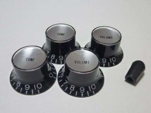 (MADE IN JAPAN)High Quality Reflector Knob,Embossed,Black,metric,Silver plate,Tone Volume