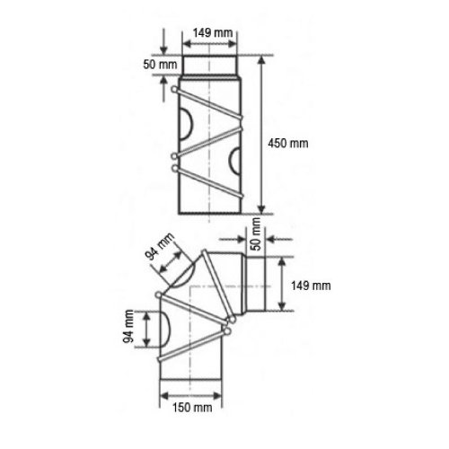 Ø 150 mm – Ofenrohr Multibogen Schwarz - 3