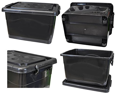 Set: 5 Aufbewahrungsboxen mit Deckel und Rollen 40 Liter schwarz (5×22257) - 2