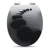 Aus hochwertigem Holzkern für Hohe Stabilität und langlebige Lebensdauer; WC-Sitz mit Absenkautomatik (schließt sanft und leise)