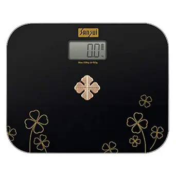 Sansui Designer Battery-Free Digital Personal Body Weighing Scale, Strong & Best Tempered Glass Built Electronic Bathroom Scale & Weight Machine for Home & Human Balance, 150 kg (Black)