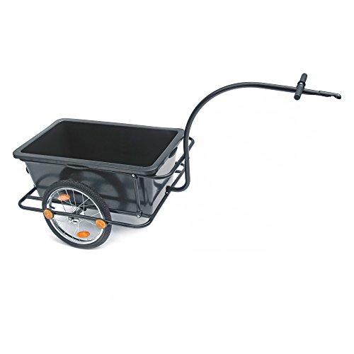 Fahrradanhänger, Transportanhänger 158 x 69 x 93 cm schwarz, mit Kunststoffwanne 90 liter, Handgriffe und Kupplung - 2