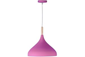 BEL AIR HOME - Lampada a sospensione Baviera 1xE-27 (lampadina non inclusa) Diametro 30 cm in metallo e legno, altezza regolabile (rosa)