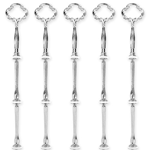 5 x silberfarbe Blume Motive mini Metallstangen Mittellochausstech für 2 bis 3 Etage Etagere Etagenplatte Hochzeitstorte Tortenständer 21cm - 2