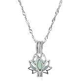 Trend Collection Gece Karanlıkta Parlayan Yeşil Lotus &Ccedil;i&ccedil;eği Fosforlu Kadın Kolye