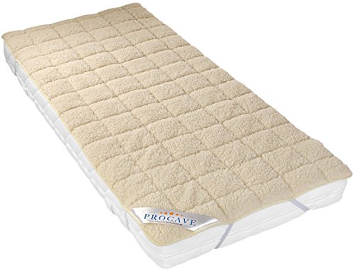 PROCAVE NATUR Lammflor Schurwolle Matratzenschoner 140×200 cm mit 4 Eckgummis | Naturhaar | Wolle | Unterbett | Matratzenauflage | Schafschurwolle | Lammfell | Schonbezug - 3