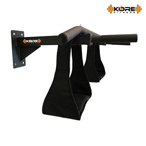 Kore K-WM-CHINUP-BAR-SR-ABS Wall Mount Pull-Up Bar and Ab Strap Combo Maximum Load 120 KG (Top Rod length 38 Inch) - Image 3