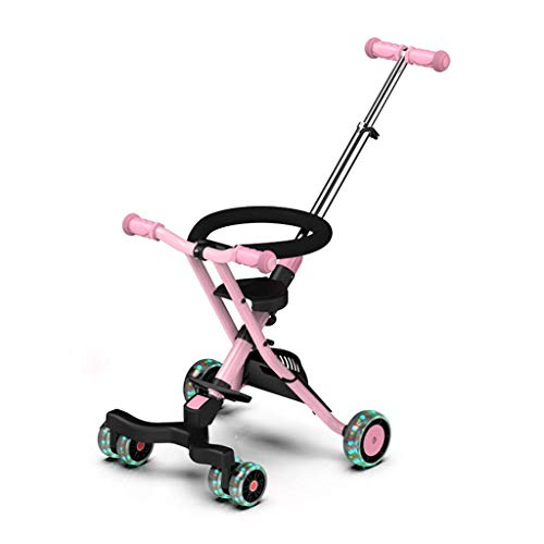 MINISU Infant Baby Children's Three-Wheeled Trolley Aluminum Alloy Simple Lightweight Folding Travel (Color : B)