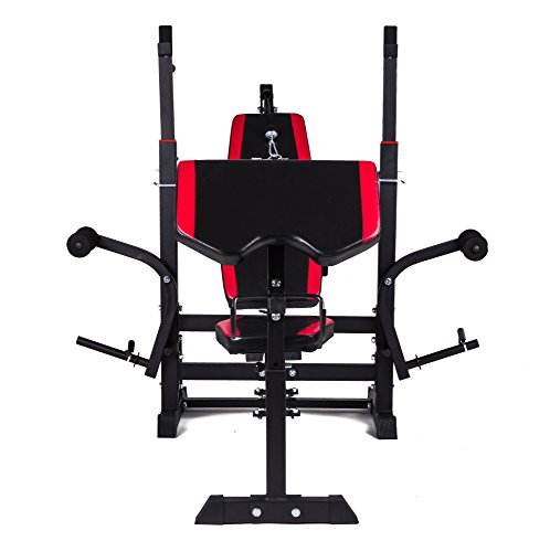 Hop-Sport Hantelbank Kraftstation 1075 mit Latzugturm, Lang-, Curl- & Kurzhantel und Gewichten 50kg bis 160kg - 6