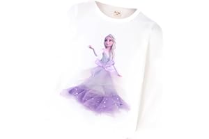 FANCYLAND ELSA und Anna T-Shirt Glanz Langarmshirt Frozen 2 Eiskönigin 2 Prinzessin Eisprinzessin Mädchen Kinder