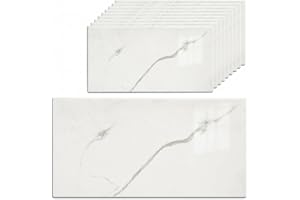 HOOZ 10x Fliesenaufkleber Küchenrückwand, Selbstklebende Fliesen, Klebefliesen Küche Wandpaneele für Wanddeko Wandverkleidung Schlafzimmer Wohnzimmer, Marmoroptik weiß