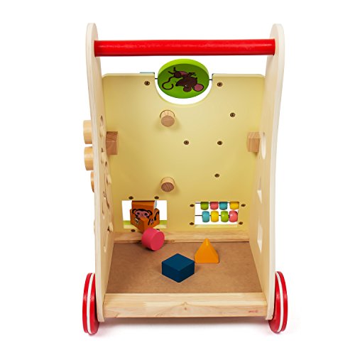 Kledio Kinder Activity Lauflernwagen aus Holz FSC® 100%, Baby Lauflernhilfe mit Bausteinen und vielen weiteren Funktionen, Laufwagen für Kinder ab 1 Jahr geeignet - 6