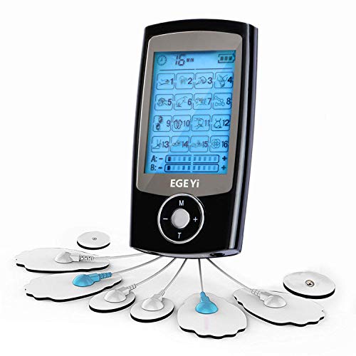 Electroestimulador Muscular, Masajeador y estimulador de pulsos TENS/EMS, Reduce Dolor de Espalda, Cuello, Codo, Hombro, Nervio, Recargable por USB, Pantalla...