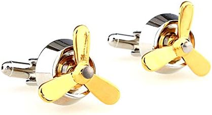 CIFIDET Silver &amp; Gold Airscrew Propeller Cuff Links Fashion Men Shirt Cufflinks With Gift Box