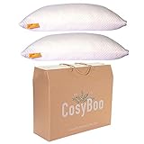 CosyBoo Lot de 2 | de Luxe en Bambou en Mousse à mémoire oreillers | Taille Queen | Doux et Soyeux | qualité hôtel 5 étoiles | Side Sleeper | Soutien Ferme | Blanc