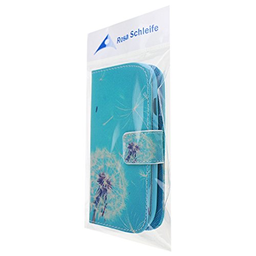 Samsung Galaxy S3 Mini Schutzhülle Rosa Schleife® Handyhülle für Samsung Galaxy S3 Mini PU Leder TPU Innere Flip Stand Funktion Schutzhülle mit Kartensteckplätze und Cash-Steckplatz (Löwenzahn Blaue Basis) - 5