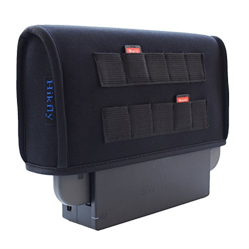 Preisvergleich Produktbild Hikfly Neopren Staubschutzhülle mit 10 Stück Spielplätzen für Nintendo Switch Multifunktions Staubschutz Spritzwassergeschützt mit Soft Velvet Futter(Schwarz)