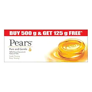 Pears Pure & Gentle Moisturising Bathing Bar Soap with Glycerine For Golden Glow 125g (Pack of 5)