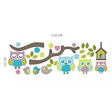 JUJU & COMPAGNIE – Eulen auf dem Ast – Bunte – Heule Aufkleber- Wandstickers – Full Set von Kinder Wandaufkleber – Babyzimmer Wandtattoos – Maße 40 x 120 cm - 3